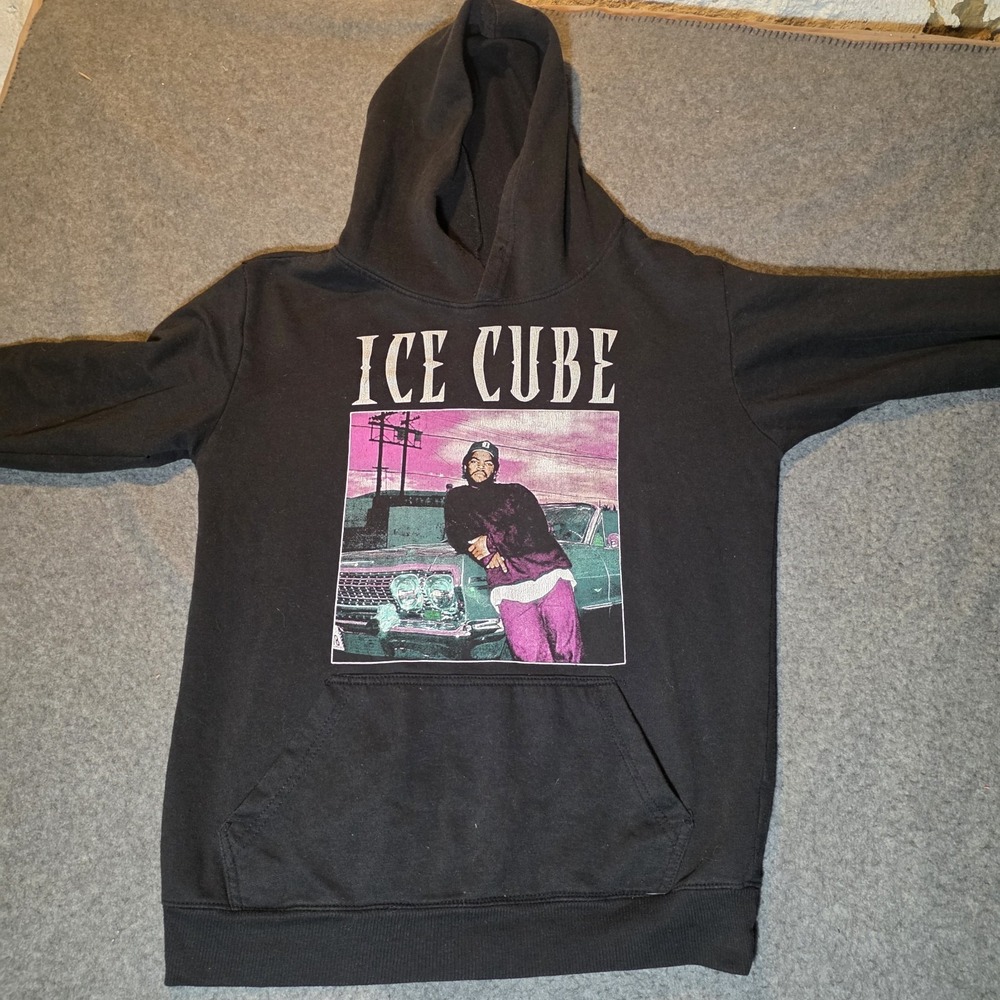 Ice Cube  Black Hoodie (Missing Draw String) Pullover Size Small Graphic 636